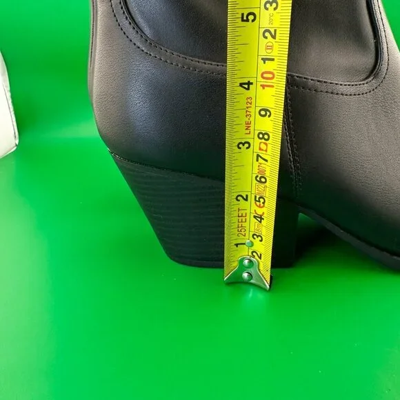 NWOT INDIGO BLACK WESTERN ANKLE WOMEN'S BOOT, INNER ZIP & STACKED HEEL 10 M - Picture 12 of 13